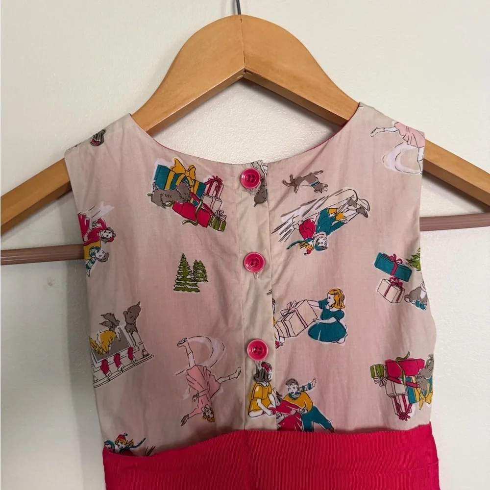 Vintage Joules Christmas Themed Girls Dress Sleeveless Size 4-5
